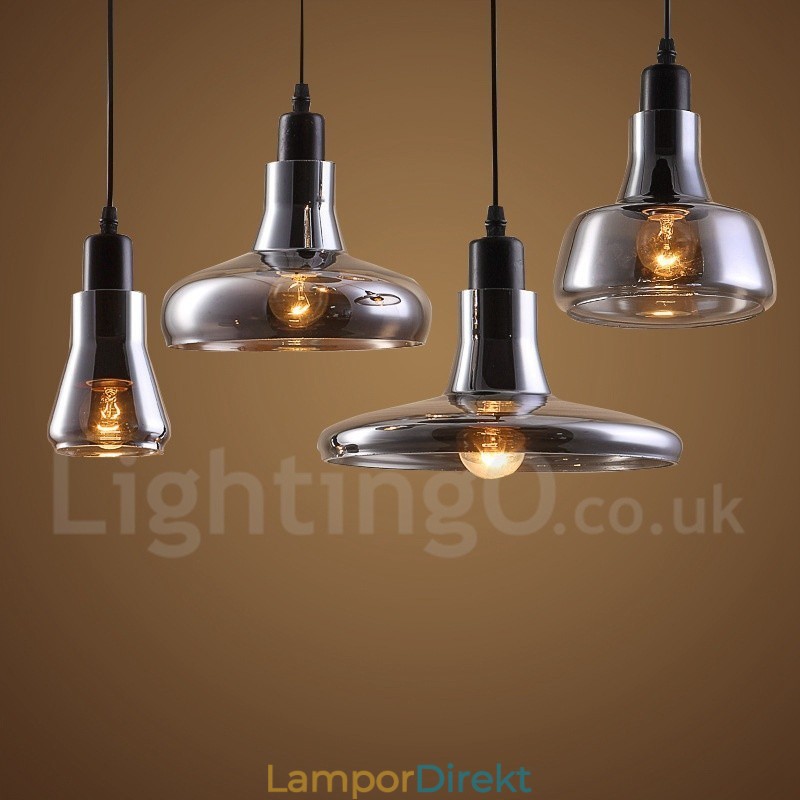 Retro Vintage 1 Ljus Taklampa Med Glasskärm