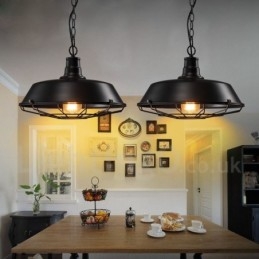 Retro Vintage Svart Metall Taklampa