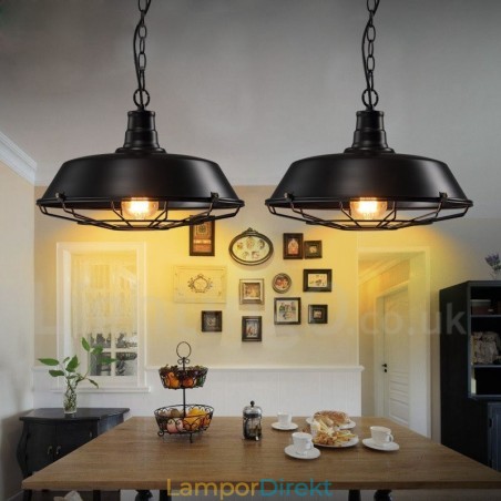 Retro Vintage Svart Metall Taklampa Retro Vintage Svart Metall Taklampa