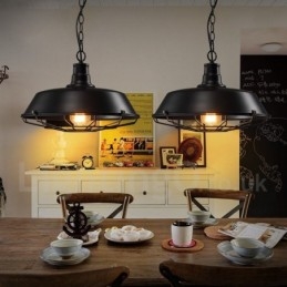 Retro Vintage Svart Metall Taklampa