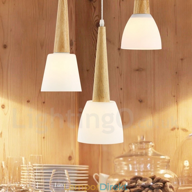 Rustik Lodge Trähängande Ljus Med Glasskärm