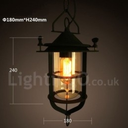 Retro Vintage Metall 1 Ljus Taklampa