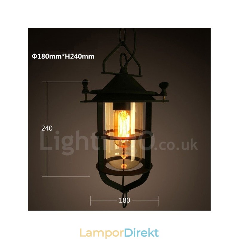 Retro Vintage Metall 1 Ljus Taklampa