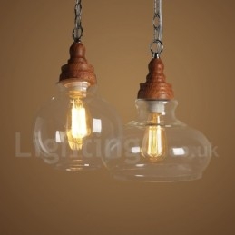 Retro Vintage Taklampa Med Glasskärmslampa