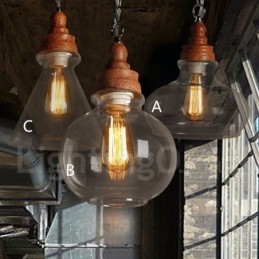 Retro Vintage Taklampa Med Glasskärmslampa