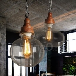 Retro Vintage Taklampa Med Glasskärmslampa
