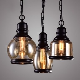 Retro Vintage Taklampa Med Glasskärmslampa