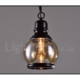 Retro Vintage Taklampa Med Glasskärmslampa