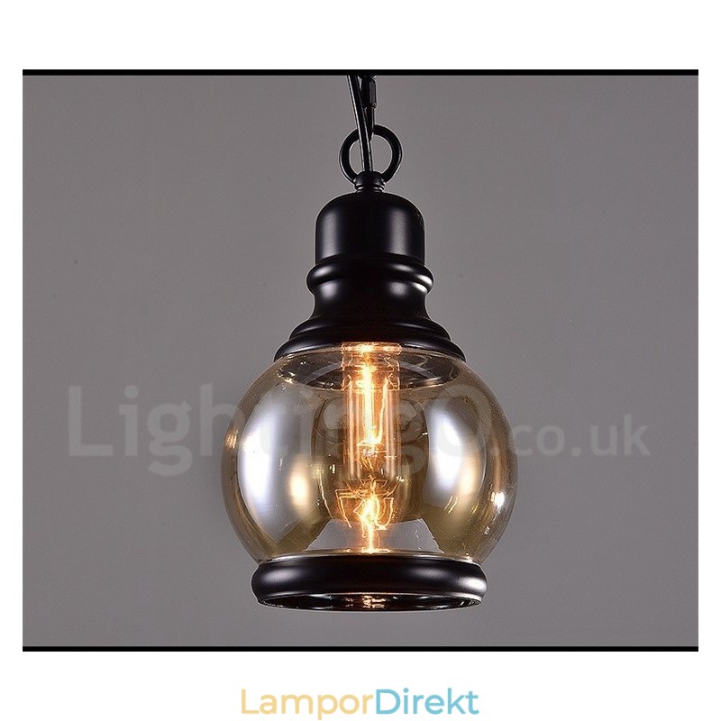 Retro Vintage Taklampa Med Glasskärmslampa