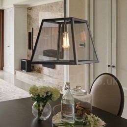 Vintage Metall Taklampa Med Glasskärm