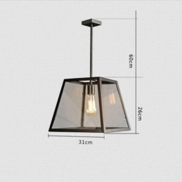 Vintage Metall Taklampa Med Glasskärm