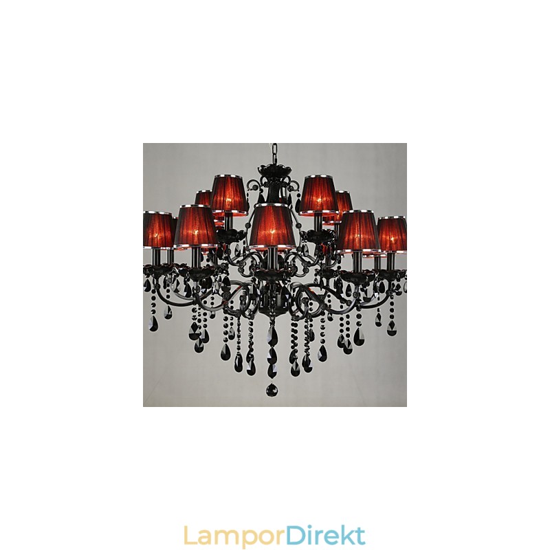 Ljuskrona Kristall Modern Contemporary Crystal 15 Ljusröd