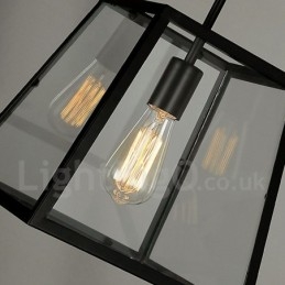 Vintage Metall Taklampa Med Glasskärm