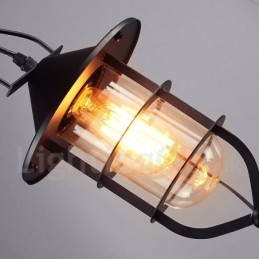 Vintage Metall Taklampa Med Glasskärm