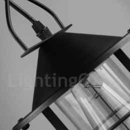 Vintage Metall Taklampa Med Glasskärm