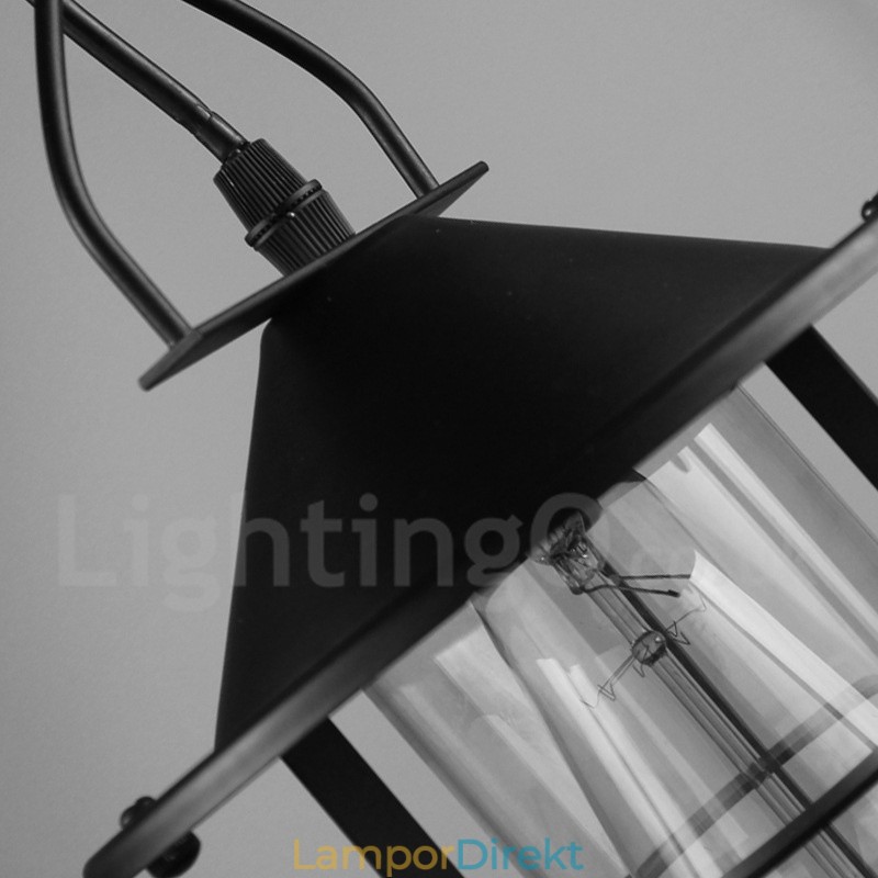 Vintage Metall Taklampa Med Glasskärm