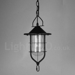Vintage Metall Taklampa Med Glasskärm