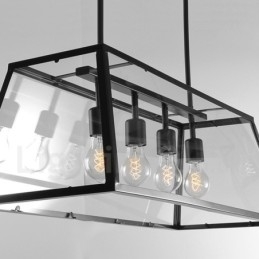 Rustic Lodge Vintage Metall Taklampa Med Glasskärm