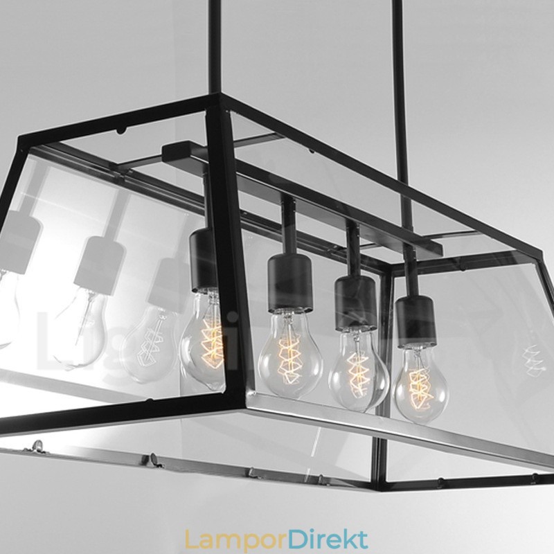 Rustic Lodge Vintage Metall Taklampa Med Glasskärm