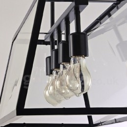 Rustic Lodge Vintage Metall Taklampa Med Glasskärm