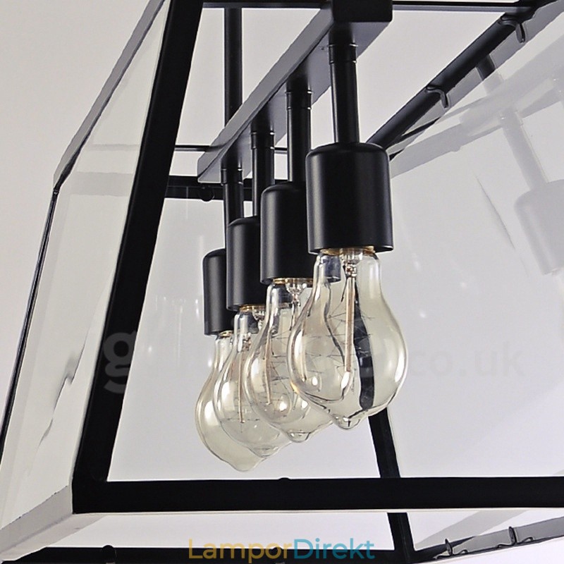 Rustic Lodge Vintage Metall Taklampa Med Glasskärm