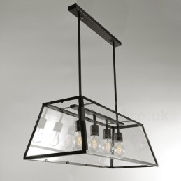 Rustic Lodge Vintage Metall Taklampa Med Glasskärm