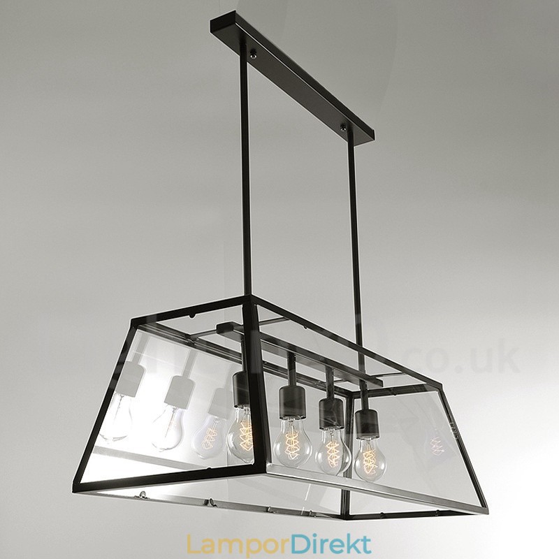 Rustic Lodge Vintage Metall Taklampa Med Glasskärm