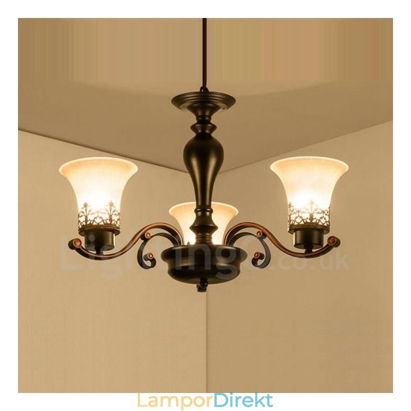 3 Ljus Rustik Stuga Integrerad Metallkrona