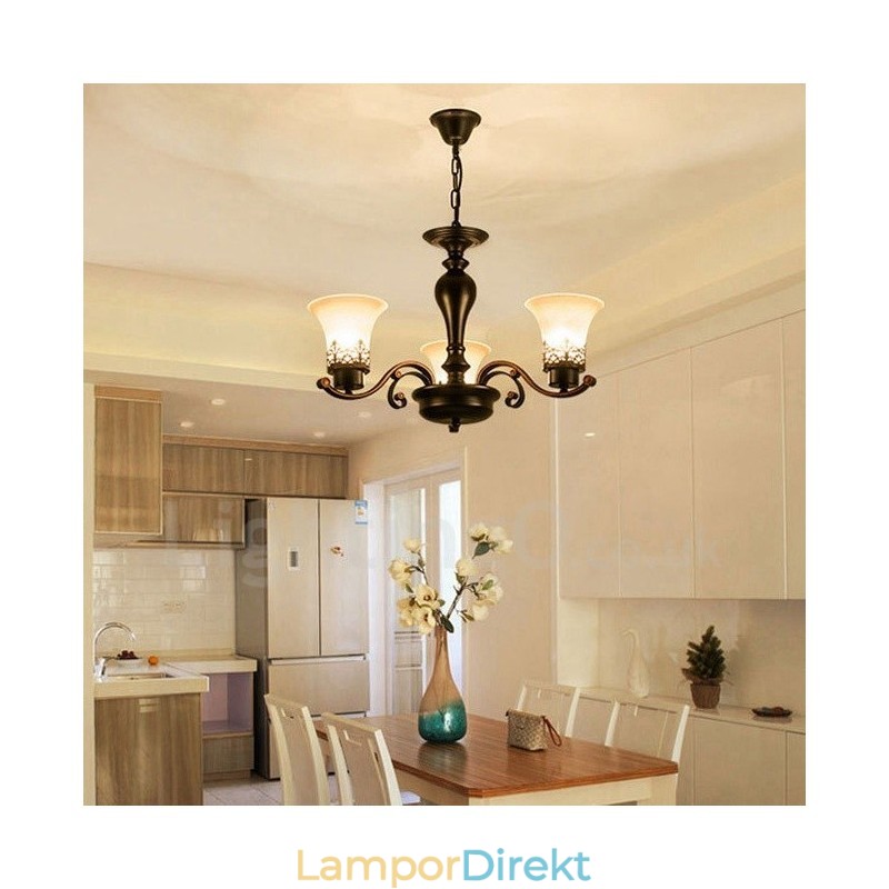 3 Ljus Rustik Stuga Integrerad Metallkrona
