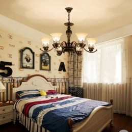 6 Light Rustic Lodge Integrerad Metallkrona