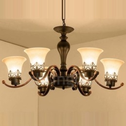 6 Light Rustic Lodge Integrerad Metallkrona