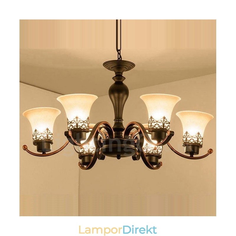 6 Light Rustic Lodge Integrerad Metallkrona