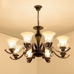 8 Light Rustic Lodge Integrerad Metallkrona