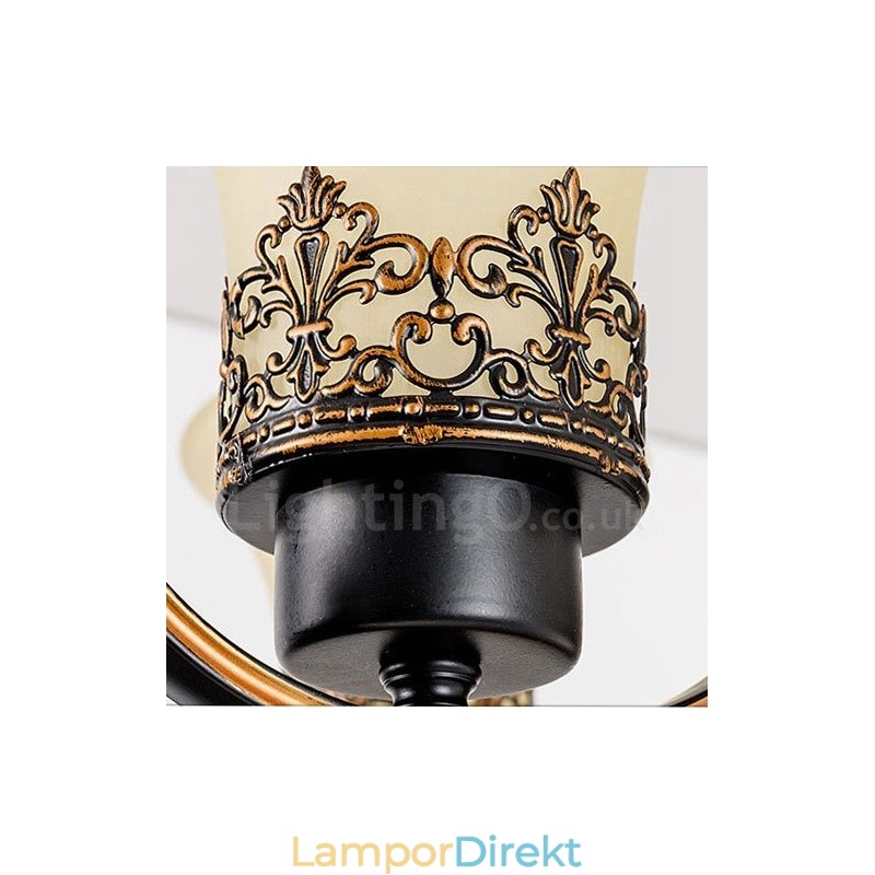 8 Light Rustic Lodge Integrerad Metallkrona