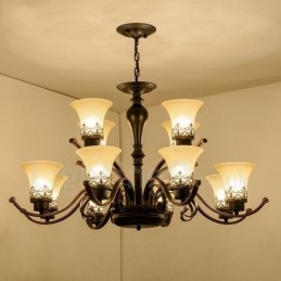12 Light Rustic Lodge Integrerad Metallkrona