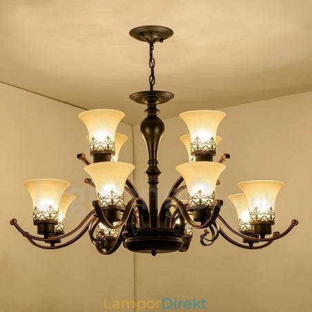 12 Light Rustic Lodge Integrerad Metallkrona 12 Light Rustic Lodge Integrerad Metallkrona