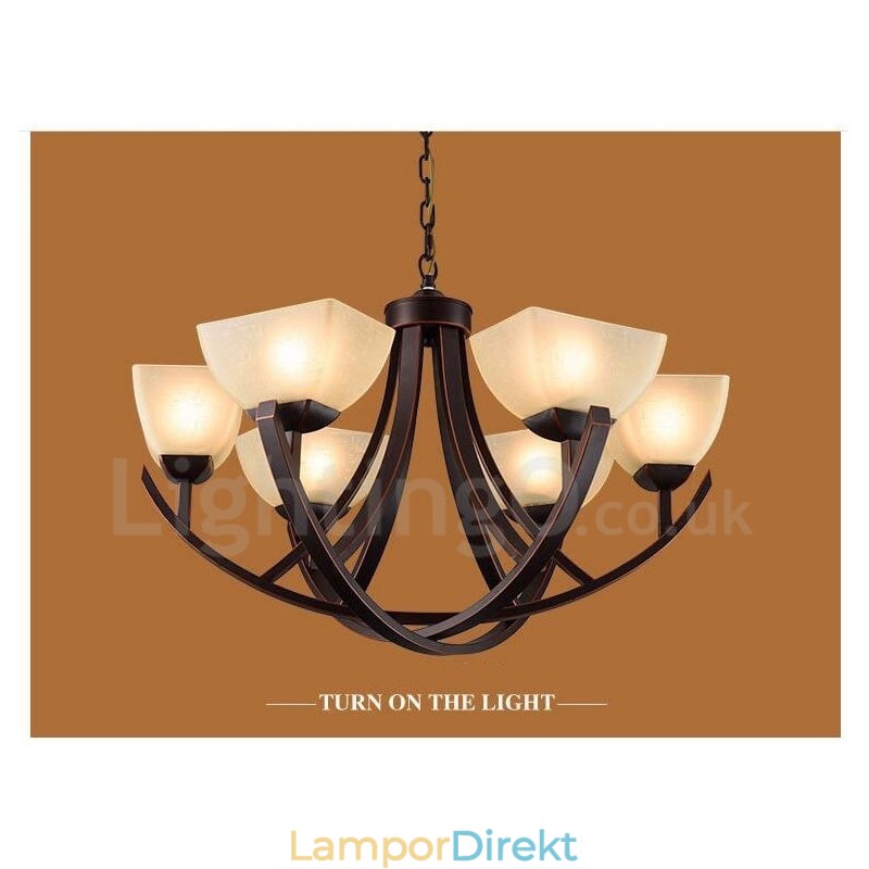 6 Light Rustic Lodge Integrerad Metallkrona