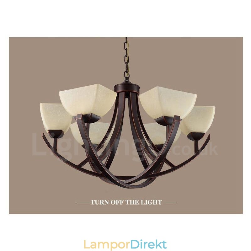 6 Light Rustic Lodge Integrerad Metallkrona