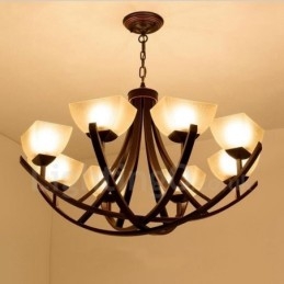 8 Light Rustic Lodge Integrerad Metallkrona
