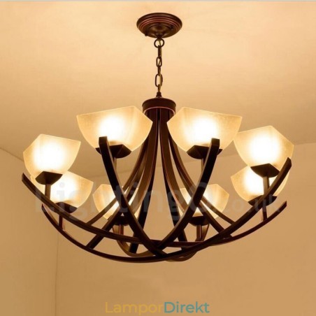 8 Light Rustic Lodge Integrerad Metallkrona 8 Light Rustic Lodge Integrerad Metallkrona