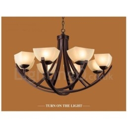 8 Light Rustic Lodge Integrerad Metallkrona