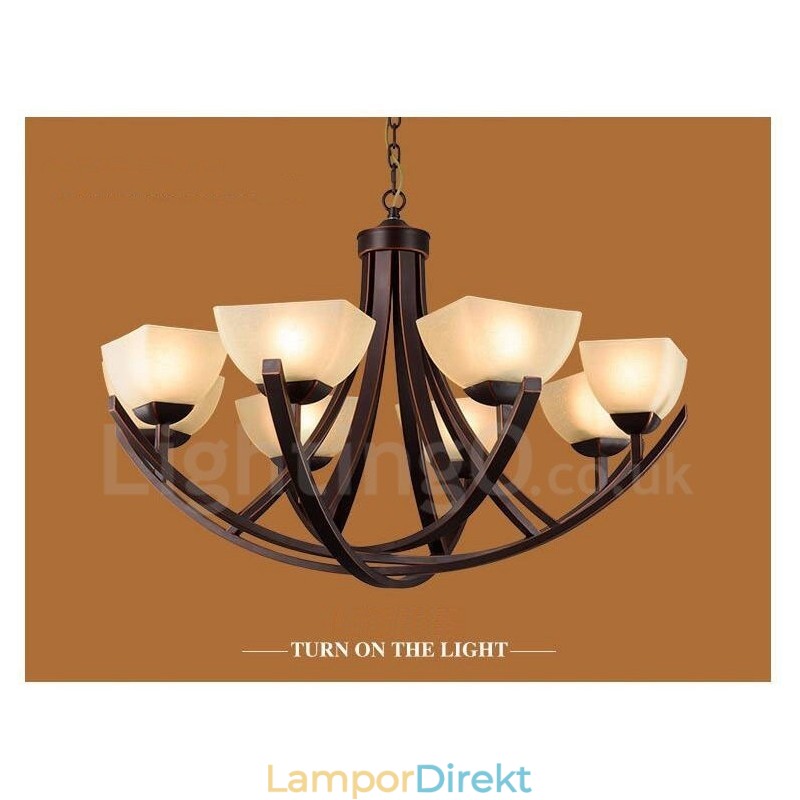 8 Light Rustic Lodge Integrerad Metallkrona