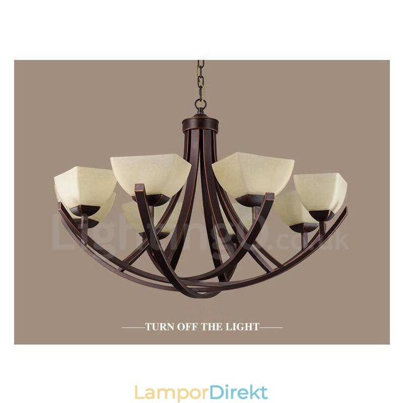 8 Light Rustic Lodge Integrerad Metallkrona