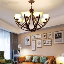 8 Light Rustic Lodge Integrerad Metallkrona