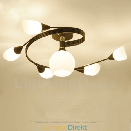 6 Light Rustic Lodge Integrerad Ljuskrona Med Glasskärm 6 Light Rustic Lodge Integrerad Ljuskrona Med Glasskärm
