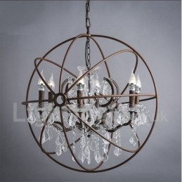 Diameter 60Cm 80Cm Vintage Kristallmålning Metall Ljuskrona Rostig Färg Pendelljus