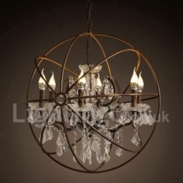 Diameter 60Cm 80Cm Vintage Kristallmålning Metall Ljuskrona Rostig Färg Pendelljus