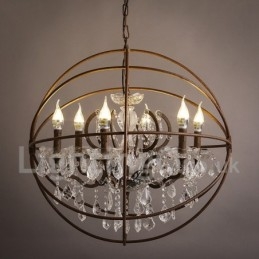 Diameter 60Cm 80Cm Vintage Kristallmålning Metall Ljuskrona Rostig Färg Pendelljus
