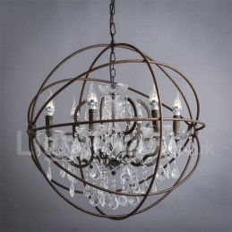 Diameter 60Cm 80Cm Vintage Kristallmålning Metall Ljuskrona Rostig Färg Pendelljus