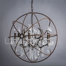 Diameter 60Cm 80Cm Vintage Kristallmålning Metall Ljuskrona Rostig Färg Pendelljus